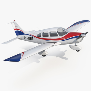 Light Aircraft Piper PA 28 161 Warrior III Rigged 3D model