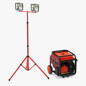 Portable Construction Light with Generator 3D