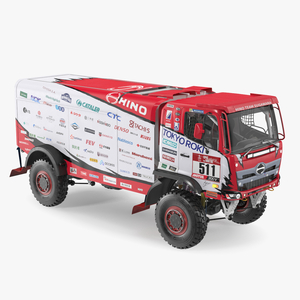 Rally Truck Hino Ranger Lights On Simple Interior 3D model