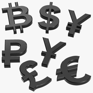 3D Currency Symbols Plastic Set model