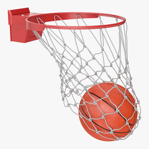 3D Animated Basketball Falls Through the Net