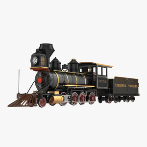 Steam Train with Wagon 3 3D model