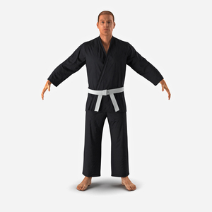 Karate Fighter Black Suit with Fur 3D model