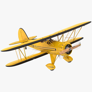 3D Vintage Biplane with Pilot