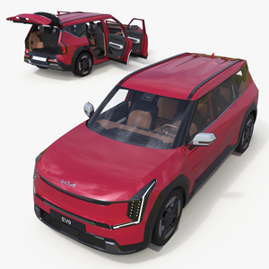 3D EV9 KIA Electric SUV Red Rigged