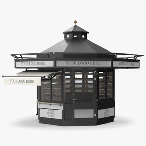 3D Newspaper Kiosk Black