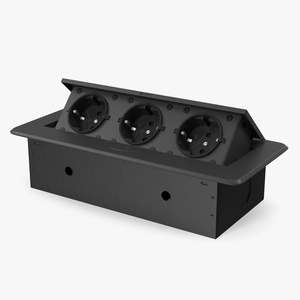 Damped Outlet Socket Three Plug Black 3D