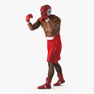 3D African American Boxer Red Suit Rigged model