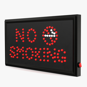 3D Luminous Red LED Light Sign No Smoking ON