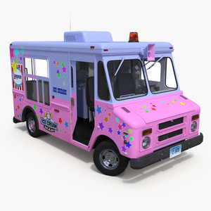 Ice Cream Truck with Star Decals and Branding Rigged 3D