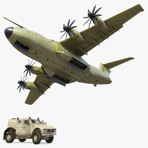 Oshkosh M ATV Loaded in Airbus Atlas Military Transport Rigged 3D