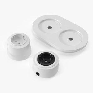 Ceramic Retro Sockets White 3D