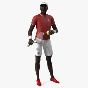 3D Elderly Afro American Man in Tennis Outfit Standing