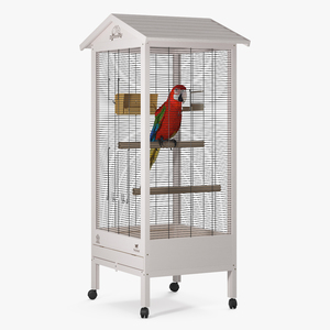 3D Bird Cage with Parrot