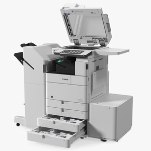 3D MFP Canon ImageRUNNER ADVANCE 4551i II Scanner and Trays Open