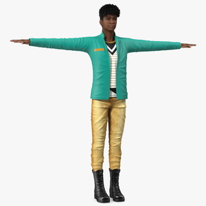 Light Skin Teenager Fashionable Style T Pose 3D model