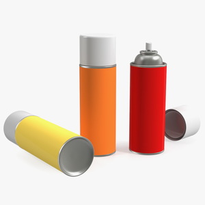3D Recycling Aerosol Cans Warm Colors Set model
