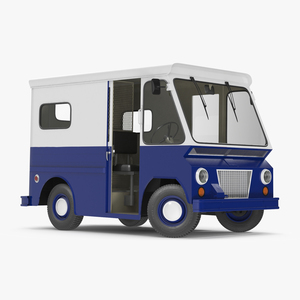 3D Vintage Van Blue Rigged model
