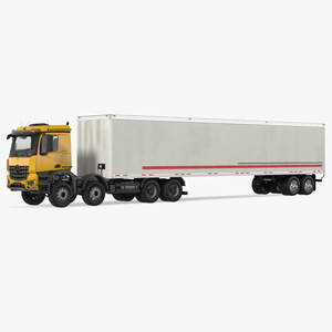 Mercedes Benz Truck With Semi Trailer Rigged 3D model