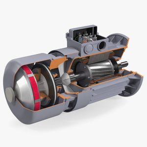 Electric Motor Cutaway Gray 3D