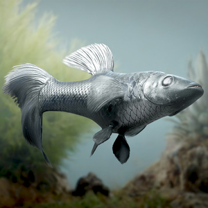 3D model Guppy Fish Black Prince Rigged