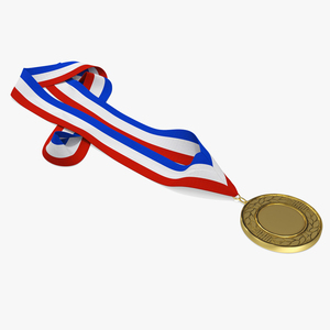 3D Gold Medal with Tricolor Ribbon
