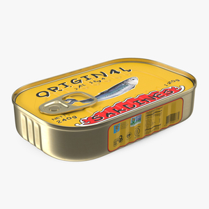 3D Tin Can of Preserved Sardine with Pull Tab Lid