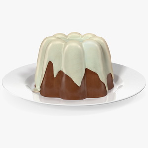 Jelly Pudding Chocolate on Plate 3D