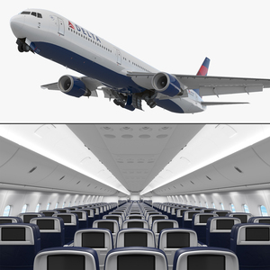 3D Boeing 767 400 with Interior Delta Air Lines Rigged