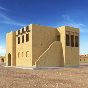 3D Two Story Arab Adobe House