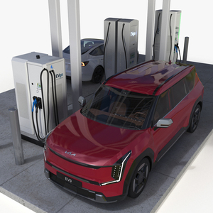 Electric Charging Station with KIA and Tesla Cars 3D model