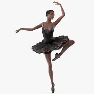 3D Dark Skinned Black Ballerina Dancing Pose