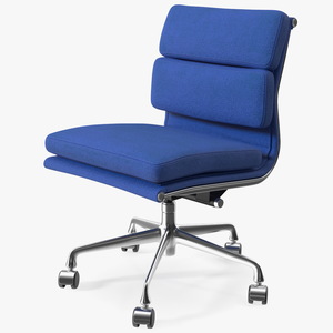 Chair Conference with no Arms Blue 3D model