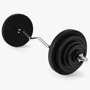 3D Curved Barbell Weightlifting Equipment model