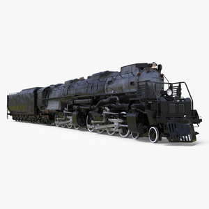 3D model Vintage Locomotive with Trailed Tender Rigged