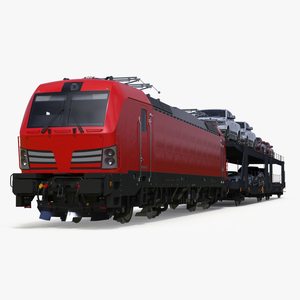 3D Rail Locomotive with Full Load of Vehicle Auto