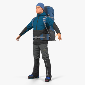 Winter Hiking Clothes Men with Backpack 3D model