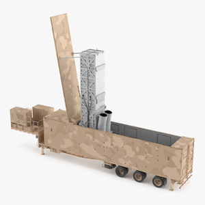 3D Ground Missile Launcher Sand Camo Color Rigged