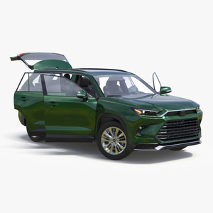 3D Generic SUV Car Green Colored Rigged