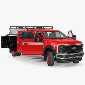 Ford Super Duty F550 with Service Body Red Rigged 3D model