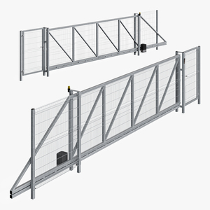 3D model Industrial Rolling Gates with Fence