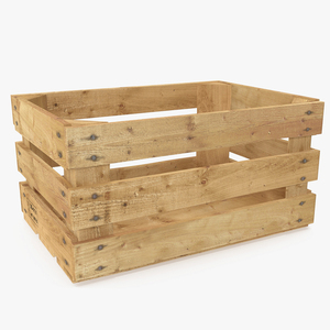 Vintage Wood Open Slat Fruit Crate 3D model