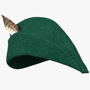 3D Robin Hood Cap with Feather Green model