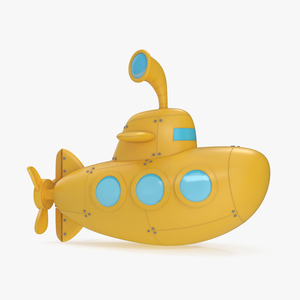 3D Cartoon Submarine Yellow Rigged