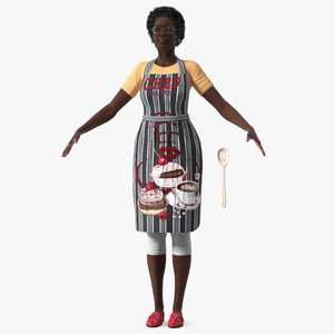 3D model Kitchen Style Black Elderly Woman A-Pose