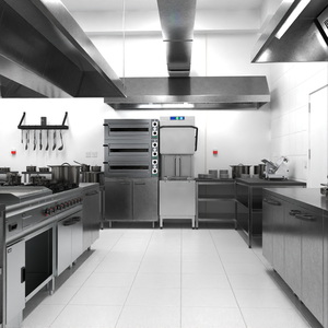 Equipped Commercial Kitchen No Lights 3D