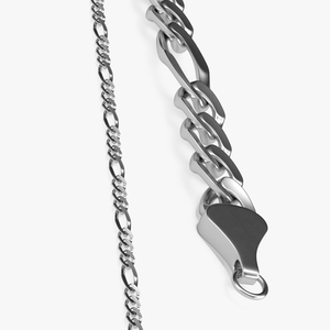 Figaro Jewelry Silver Chain 3D