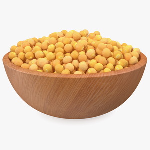 Soybean in Wooden Bowl 3D