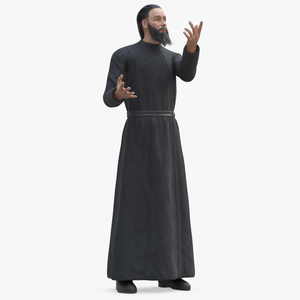 3D model Orthodox Church Monk Wearing Robe Rigged