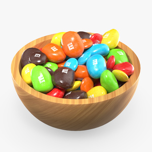 Various M and Ms Candies in Bowl 3D